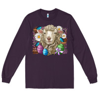 Plum easter sheep eggs butterfly daisys leopard glitter wooden Long Sleeve Tee - Artiststas