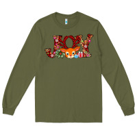 Army Green joy reindeer Long Sleeve Tee - AdoDesignShop