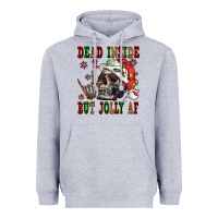 Heather Grey Dead inside but jolly af Heavyweight Hoodie - NancyCooperArtShop