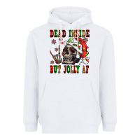 White Dead inside but jolly af Heavyweight Hoodie - NancyCooperArtShop