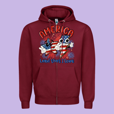 America Land That I Love Zipper Hoodie Designed By Maliassmallbusiness