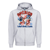 Heather Grey america land that i love Zipper Hoodie - MaliasSmallBusiness