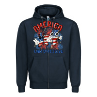 Navy america land that i love Zipper Hoodie - MaliasSmallBusiness