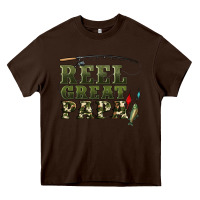 Chocolate Brown reel great papa Heavy Core Tee - Artiststas