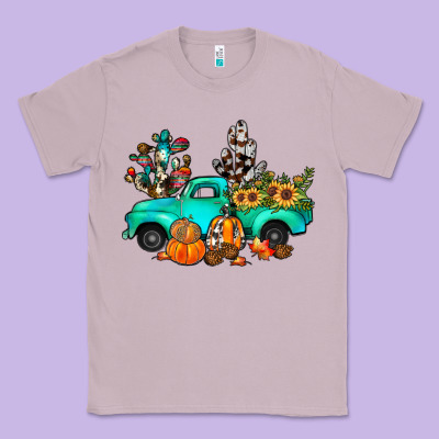 Cactus Pumpkin Truck Fall Classic Tee Designed By Jahusdesignshop