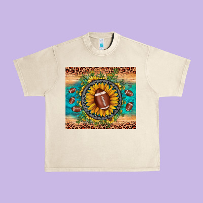 Football Leopard Turquoise Sunflower Urban Heavy Tee Designed By Jahusdesignshop