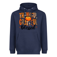 Navy Thankful Grateful Blessed Heavyweight Hoodie - MaliasSmallBusiness