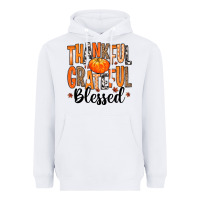 White Thankful Grateful Blessed Heavyweight Hoodie - MaliasSmallBusiness