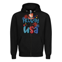 Black hooray for the usa Zipper Hoodie - MaliasSmallBusiness