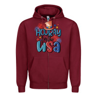 Burgundy hooray for the usa Zipper Hoodie - MaliasSmallBusiness