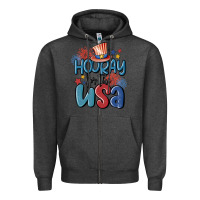 Charcoal Heather hooray for the usa Zipper Hoodie - MaliasSmallBusiness