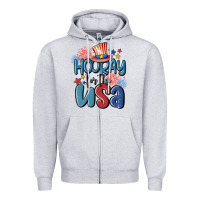 Heather Grey hooray for the usa Zipper Hoodie - MaliasSmallBusiness