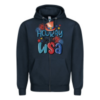 Navy hooray for the usa Zipper Hoodie - MaliasSmallBusiness