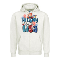 Oatmeal Heather hooray for the usa Zipper Hoodie - MaliasSmallBusiness