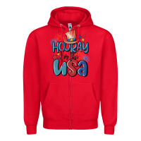 Red hooray for the usa Zipper Hoodie - MaliasSmallBusiness
