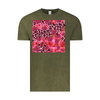 Vintage Olive valentines day roses leopard seamless pattern Vintage Tee - JahusDesignShop