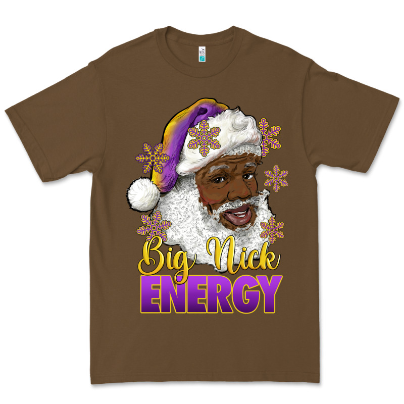 Big Nick Energy Purple And Gold Afro Santa Premium Tee by RanaPortraitStore | Teevron