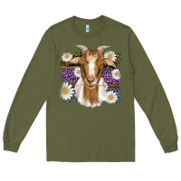Army Green easter goat daisys leopard wooden Long Sleeve Tee - Artiststas