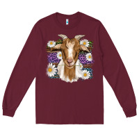 Burgundy easter goat daisys leopard wooden Long Sleeve Tee - Artiststas