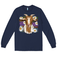 Navy easter goat daisys leopard wooden Long Sleeve Tee - Artiststas