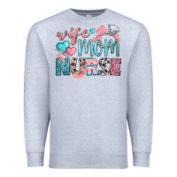 Heather Grey Wife Mom Nurse Premium Sweatshirt - BundleAndBundleShop