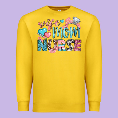 Wife Mom Nurse Premium Sweatshirt Designed By Bundleandbundleshop