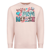 Pale Pink Wife Mom Nurse Premium Sweatshirt - BundleAndBundleShop