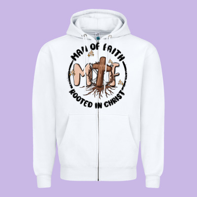 Man Of Faith Zipper Hoodie Designed By Maliassmallbusiness