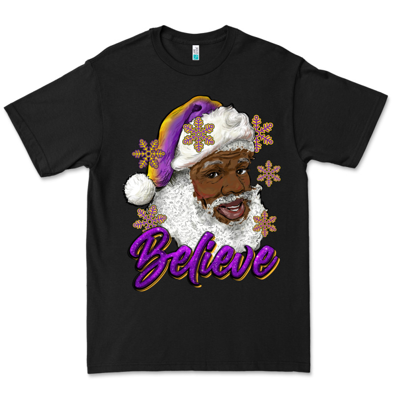 Believe Purple And Gold African American Santa Premium Tee by RanaPortraitStore | Teevron