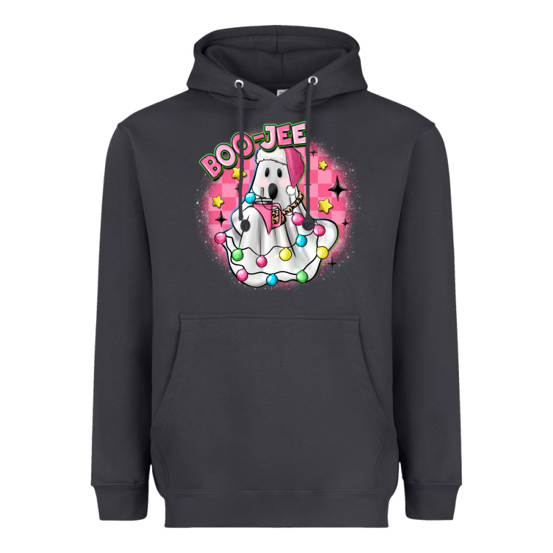 Boo Jee Pink Christmas Ghost Heavyweight Hoodie by MaliasSmallBusiness | Teevron
