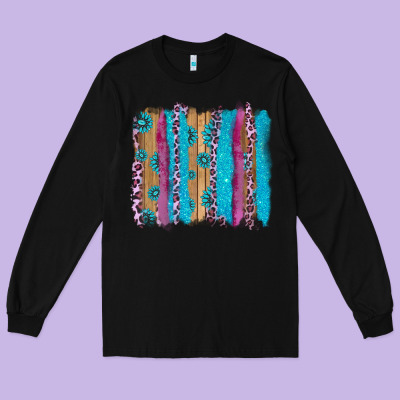 Gemstone And Pink Leopard Brushstrok Long Sleeve Tee Designed By Adodesignshop