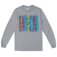 Heather Grey gemstone and pink leopard brushstrok Long Sleeve Tee - AdoDesignShop