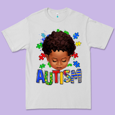 Autism Afro Kid Full Face Premium Tee Designed By Texasbilliewilder