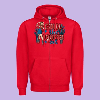 Chill The Fourth Out Malia Zipper Hoodie Designed By Maliassmallbusiness
