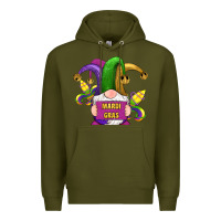 Army Green mardi gras gnomes fleur de lis Premium Hoodie - RanaPortraitStore