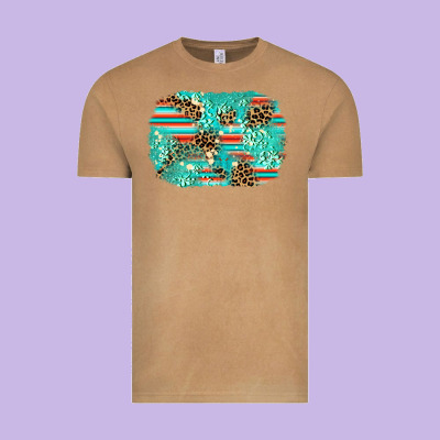 Leopard Turquoise Glitter Background Vintage Tee Designed By Adodesignshop