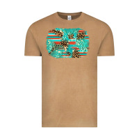Vintage Camel leopard turquoise glitter background Vintage Tee - AdoDesignShop