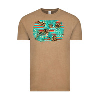 Vintage Coffee leopard turquoise glitter background Vintage Tee - AdoDesignShop