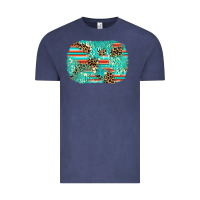 Vintage Denim leopard turquoise glitter background Vintage Tee - AdoDesignShop