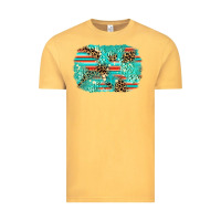 Vintage Mustard leopard turquoise glitter background Vintage Tee - AdoDesignShop