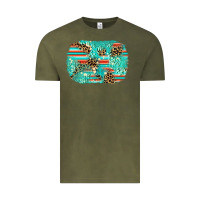 Vintage Olive leopard turquoise glitter background Vintage Tee - AdoDesignShop