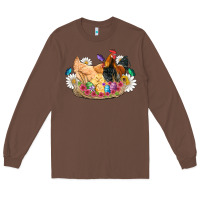 Chestnut easter coop animals farm chicken chiks rooster flowers butterfly Long Sleeve Tee - Artiststas