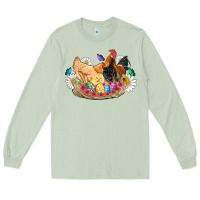 Matcha easter coop animals farm chicken chiks rooster flowers butterfly Long Sleeve Tee - Artiststas