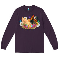 Plum easter coop animals farm chicken chiks rooster flowers butterfly Long Sleeve Tee - Artiststas