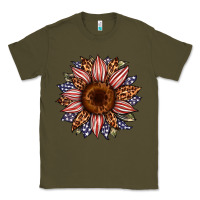 Army Green usa flag camouflage leopard sunflower Classic Tee - Artiststas