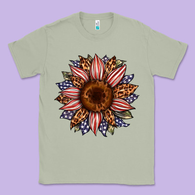 Usa Flag Camouflage Leopard Sunflower Classic Tee Designed By Artiststas