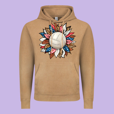 Volleyball Sunflower Vintage Hoodie Designed By Hra Design Shop