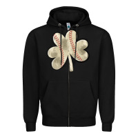 Black baseball distressed shamrock Zipper Hoodie - MaliasSmallBusiness