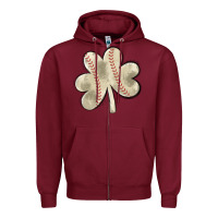Baseball Distressed Shamrock Zipper Hoodie | Teevron