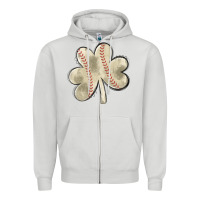 Dove Grey baseball distressed shamrock Zipper Hoodie - MaliasSmallBusiness